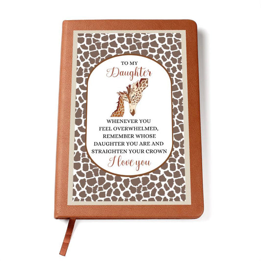 To My Daughter Vegan Leather Journal, Inspirational Gift from Mom or Dad, Writing Journal Giraffe Mother and Daughter Design