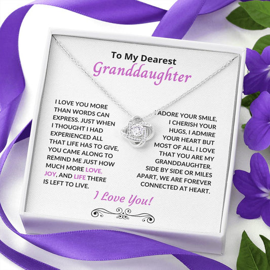 To My Granddaughter - Connected At Heart - Love Knot Necklace