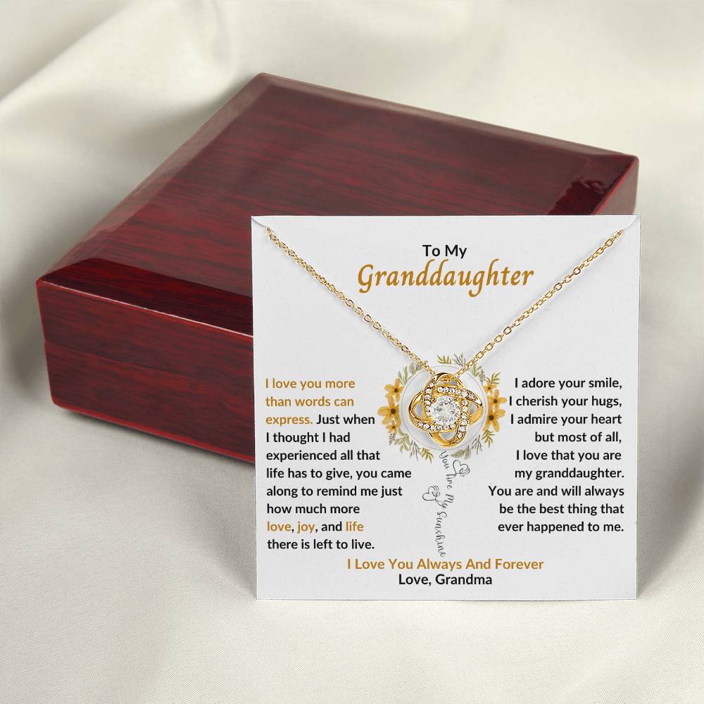 You Are My Sunshine - Granddaughter Pendant Necklace - Keepsake Gift From Grandparent or Grandma, Granddad