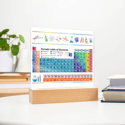 Periodic Table of Elements, Fun Science Gift For Kids, Acrylic Kids Room LED Night Light