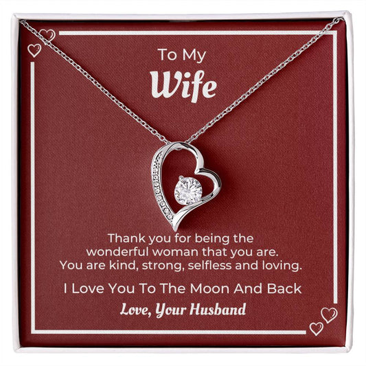 To My Wife, I Love You To The Moon And Back, Forever Love Necklace Gift For Mother's Day, Christmas, Birthday, Anniversary