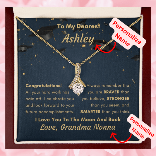 Personalized Daughter or Granddaughter, To Our Dearest, Graduation Gift From A Parent or Grandparent, Pendant Necklace Keepsake Gift
