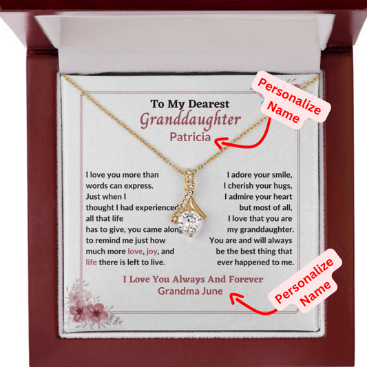 Dearest Granddaughter (Custom Name Here) You Are The Best Thing, Gift Necklace From Grandparent, Alluring Beauty Pendant Jewelry