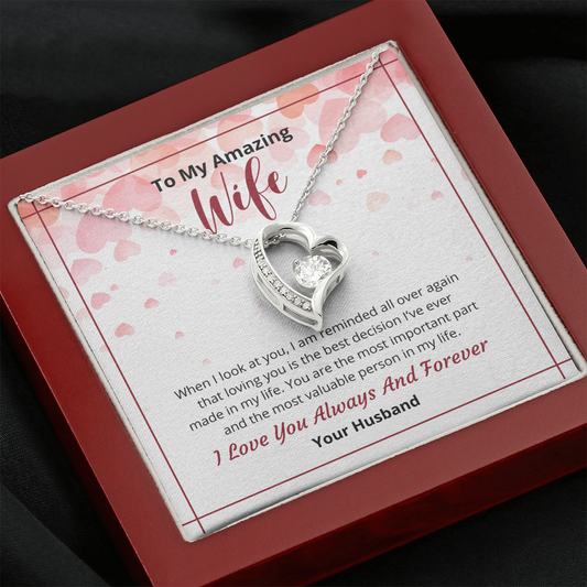 To My Amazing Wife Gift Box Jewelry, Forever Love Necklace, Mother's Day Gift, Anniversary Gift, Birthday Gift