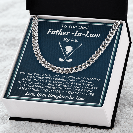 Father-In-Law Gift Necklace Cuban Link Chain, Father's Day, Father Of The groom, Gift From Bride, Birthday, Wedding Day Gift, Father of The Groom Gift, Christmas, Anniversary