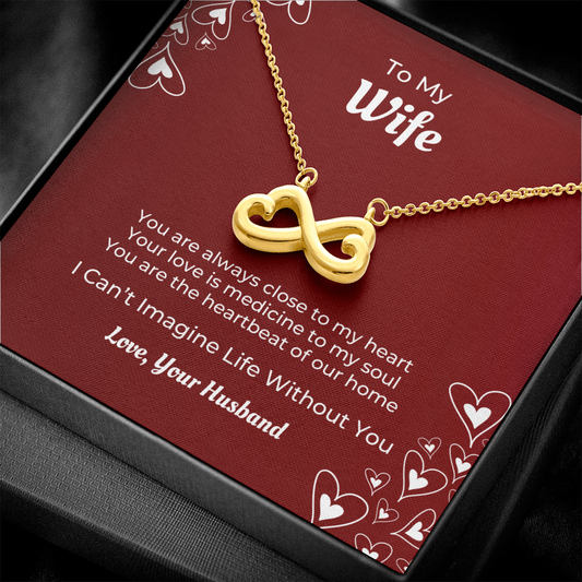To My Wife I Can't Imagine Life Without You Yellow Gold Necklace Jewelry Gift Box For Mother's Day, Christmas, Birthday, Anniversary