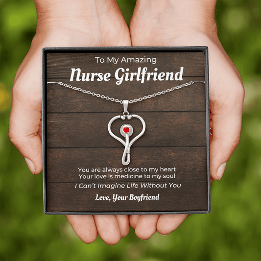 To My Amazing Nurse Girlfriend I Can't Imagine Life Without You Stethoscope Heart Necklace Gift From Boyfriend Christmas Birthday Anniversary