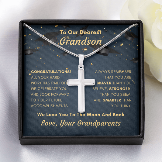 To Our Dearest Grandson, Graduation Gift From Grandparents, Cross Necklace, Keepsake Gift, College Graduation, High School Graduation