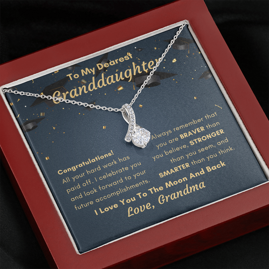 To My Dearest Granddaughter, Graduation Gift From Grandma, Ribbon Pendant Necklace, Keepsake Gift
