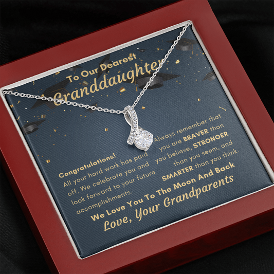 To Our Dearest Granddaughter, Graduation Gift From Grandparents, Ribbon Pendant Necklace, Keepsake Gift