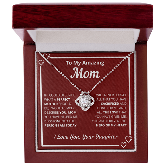 Mother's Day, Gift Idea For Mom, Mom's Birthday, Daughter To Mom, White Gold Chain, Link Necklace, White Gold, Gift For Mother's Day , Christmas,  Anniversary, Birthday, Valentine's Day, Wedding Anniversary, Love Knot Necklace