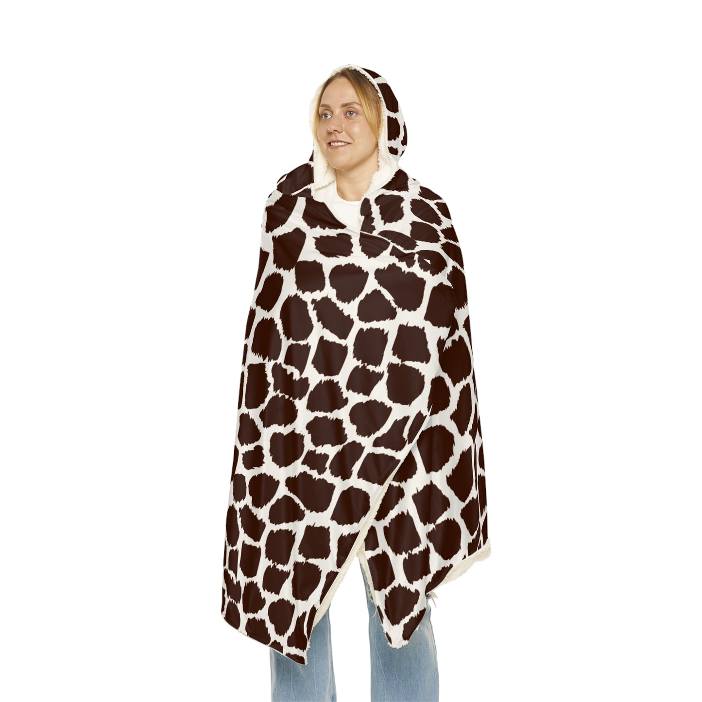 Hooded Snuggle Blanket - Super Soft, Giraffe Print