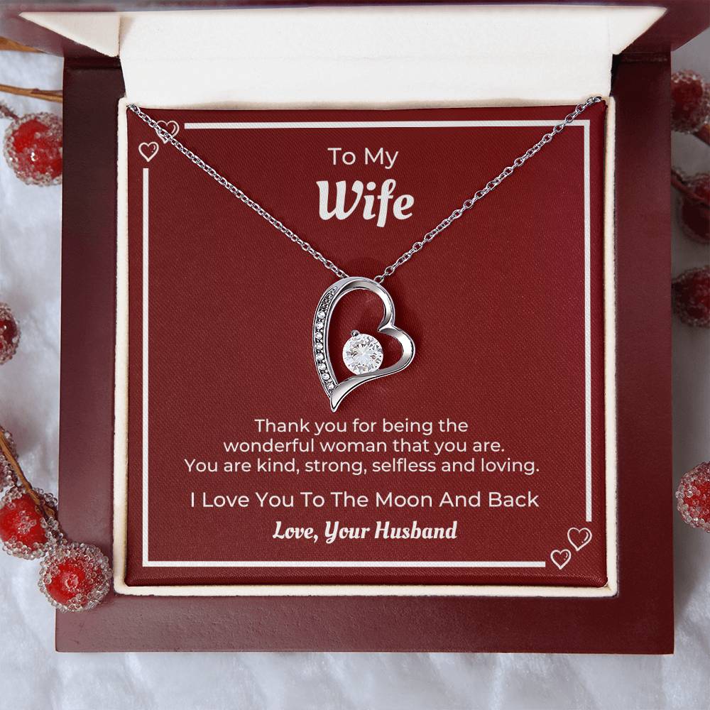 To My Wife, I Love You To The Moon And Back, Forever Love Necklace Gift For Mother's Day, Christmas, Birthday, Anniversary