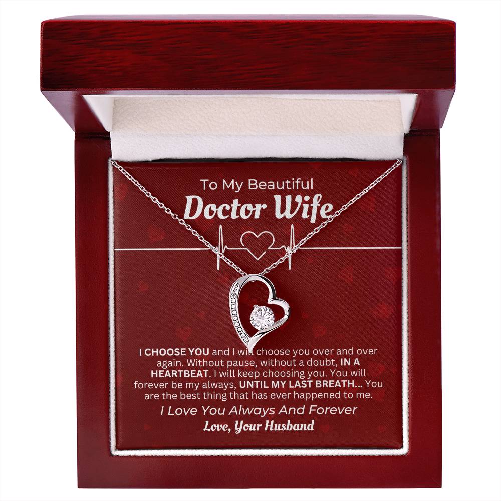 To My Beautiful Doctor Wife- Heart Necklace Gift For Mothers Day, Christmas, Birthday, Anniversary