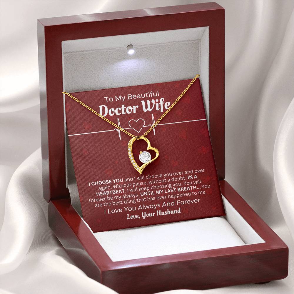 To My Beautiful Doctor Wife | Heart Necklace Gift For Mothers Day, Christmas, Birthday, Anniversary