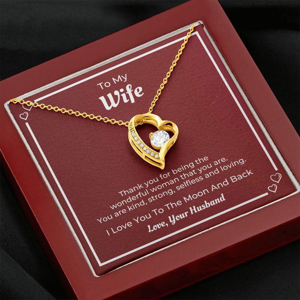 To My Wife, I Love You To The Moon And Back, Forever Love Necklace Gift For Mother's Day, Christmas, Birthday, Anniversary