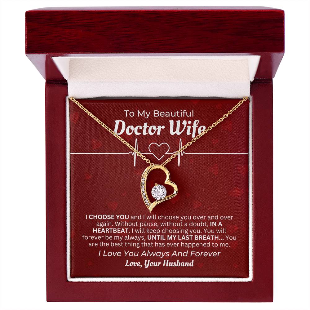 To My Beautiful Doctor Wife | Heart Necklace Gift For Mothers Day, Christmas, Birthday, Anniversary