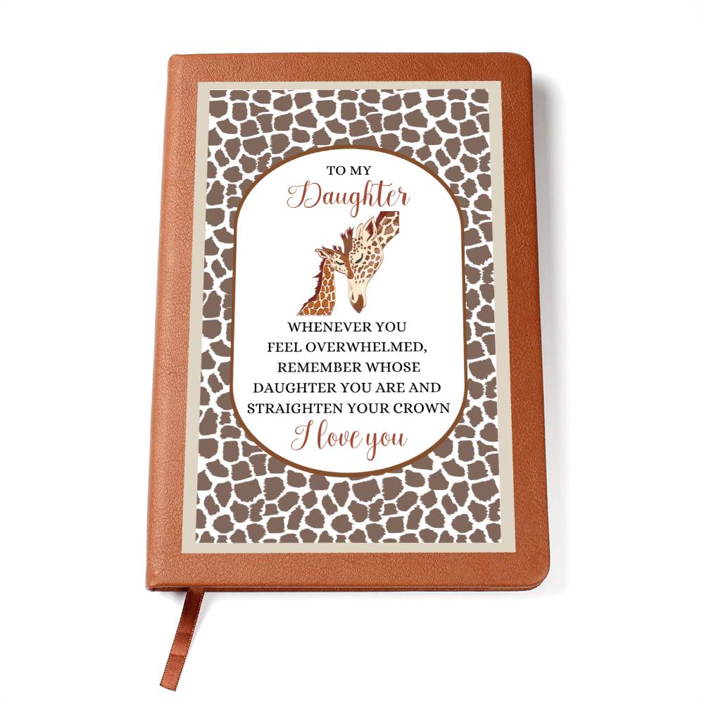 To My Daughter Vegan Leather Journal, Inspirational Gift from Mom or Dad, Writing Journal Giraffe Mother and Daughter Design