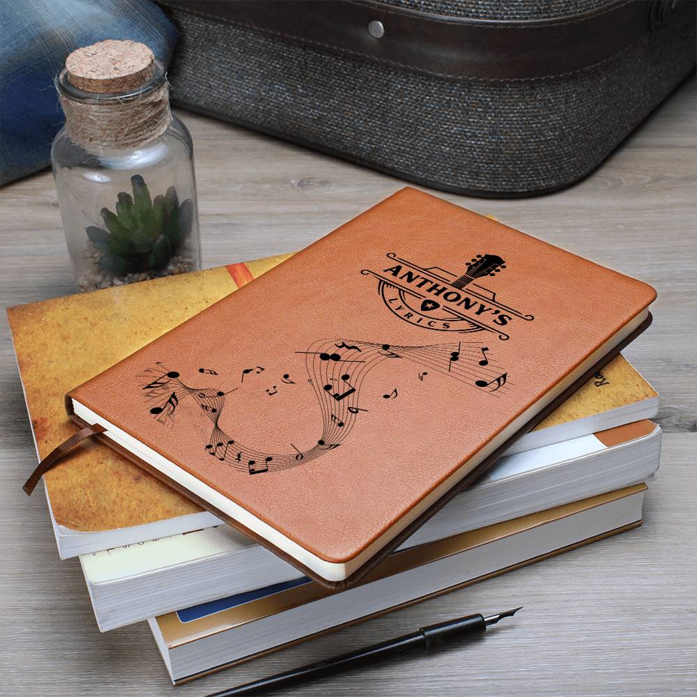 Personalized Songwriting Journal, Guitar Player Gift, Vegan Leather Journal