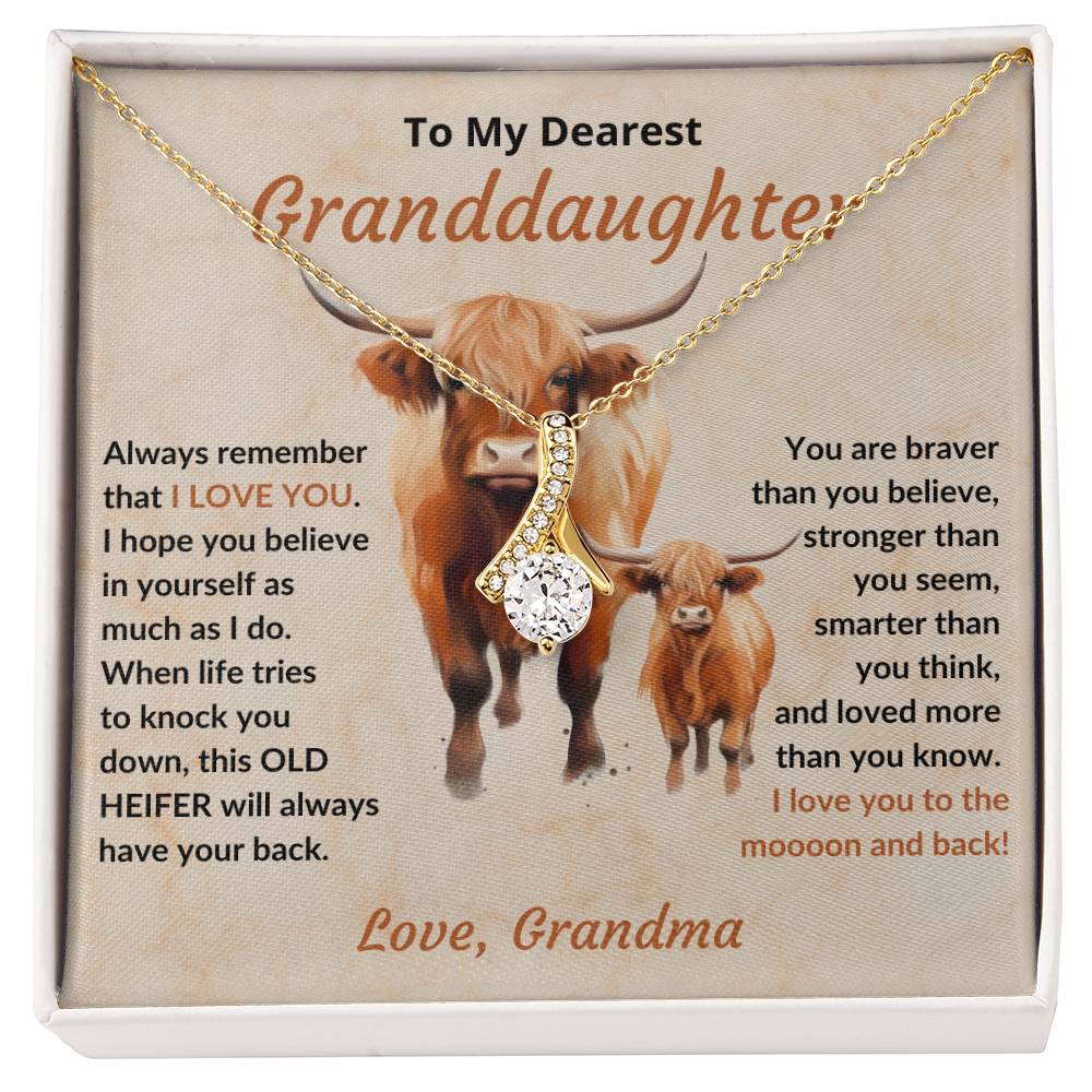 To Granddaughter, I Love You To The Moon, Gift Necklace With Keepsake Message Box