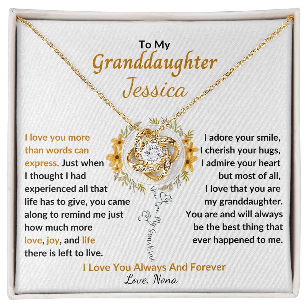 You Are My Sunshine - Granddaughter Pendant Necklace - Keepsake Gift From Grandparent or Grandma, Granddad