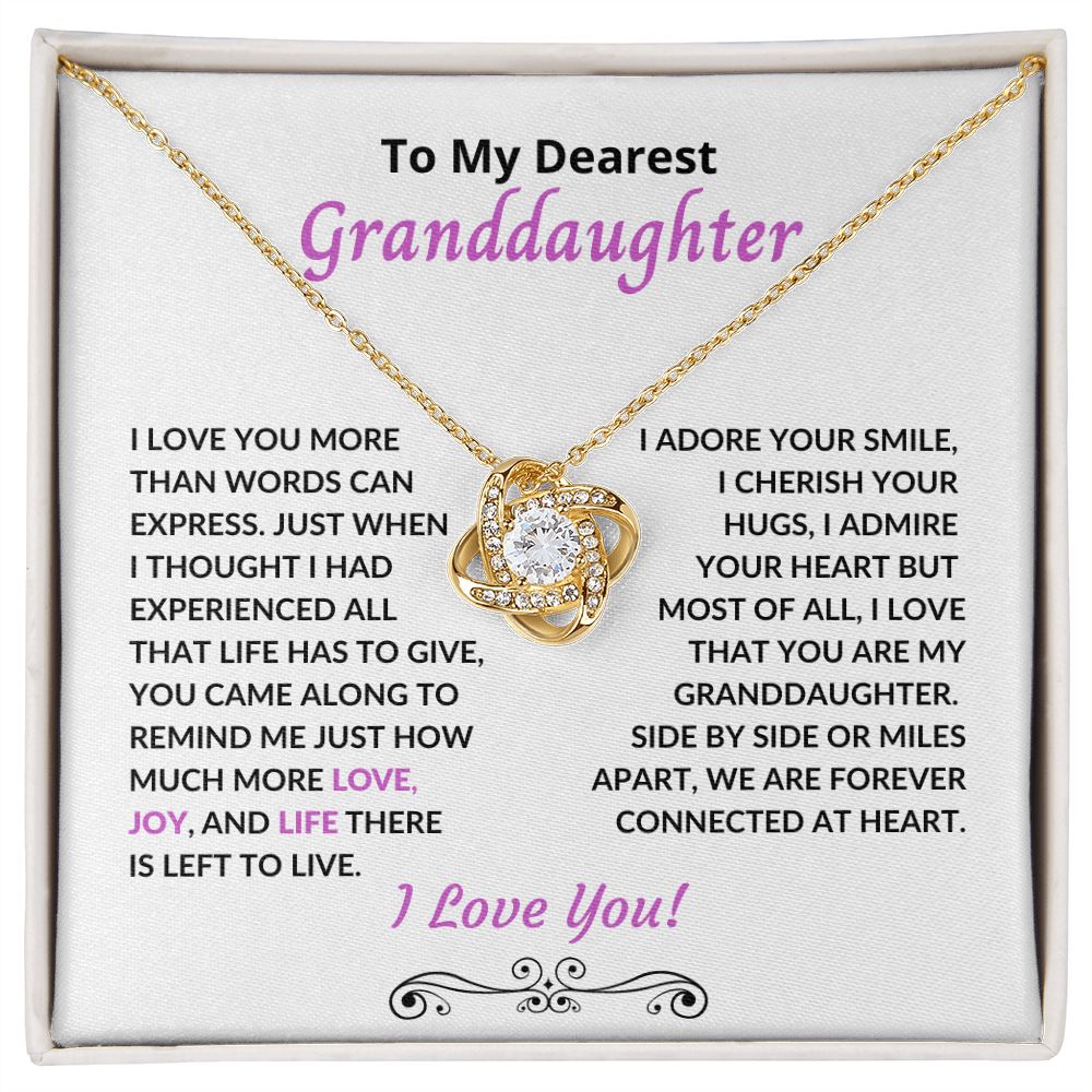 To My Granddaughter - Connected At Heart - Love Knot Necklace