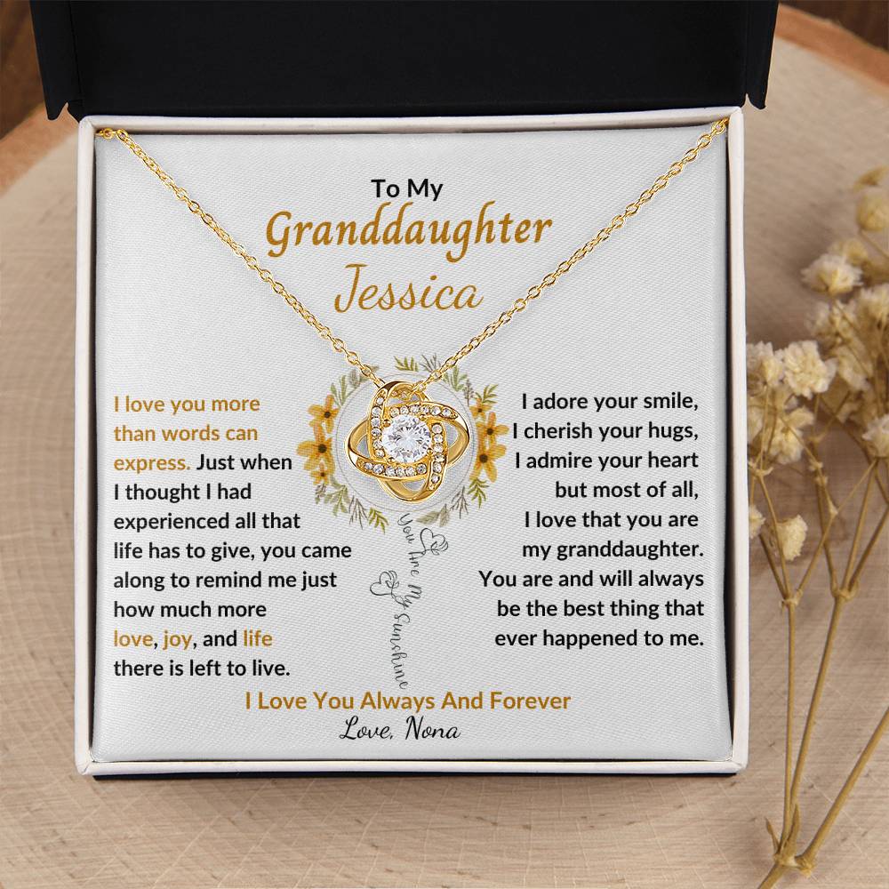 You Are My Sunshine - Granddaughter Pendant Necklace - Keepsake Gift From Grandparent or Grandma, Granddad