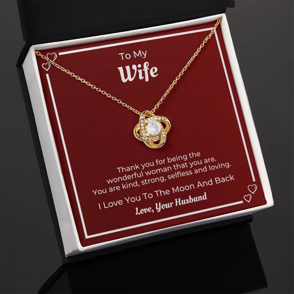 To My Wife - I Love You To The Moon And Back - Love Kot Necklace