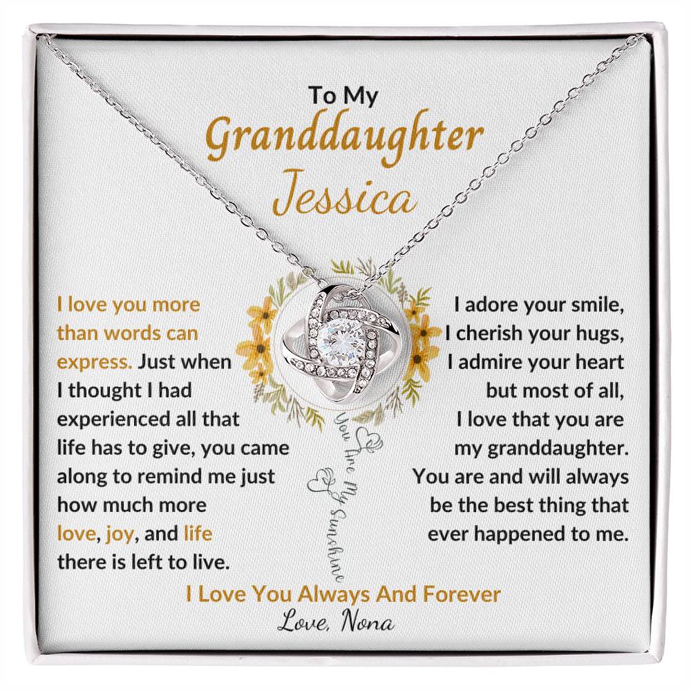 You Are My Sunshine - Granddaughter Pendant Necklace - Keepsake Gift From Grandparent or Grandma, Granddad