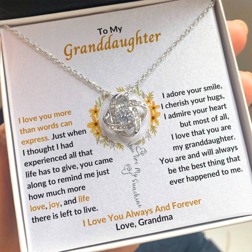 You Are My Sunshine - Granddaughter Pendant Necklace - Keepsake Gift From Grandparent or Grandma, Granddad