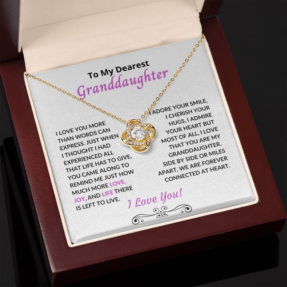 To My Granddaughter - Connected At Heart - Love Knot Necklace