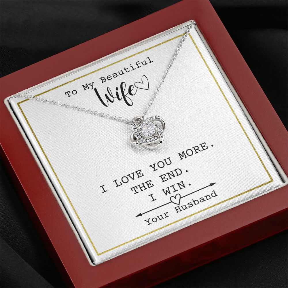 To My Beautiful Wife - I Love You More. The End - From Husband - Necklace Pendant Gift