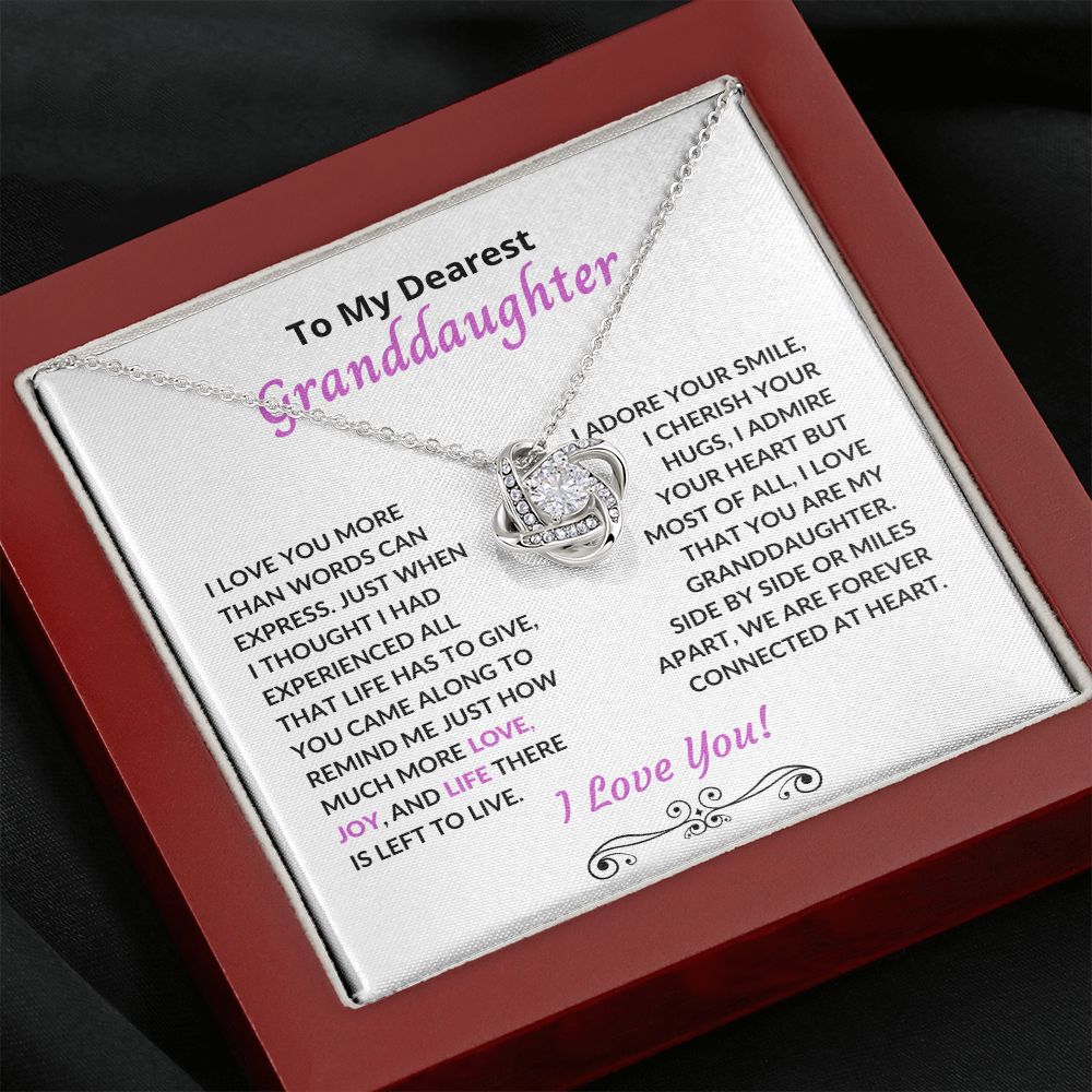 To My Granddaughter - Connected At Heart - Love Knot Necklace