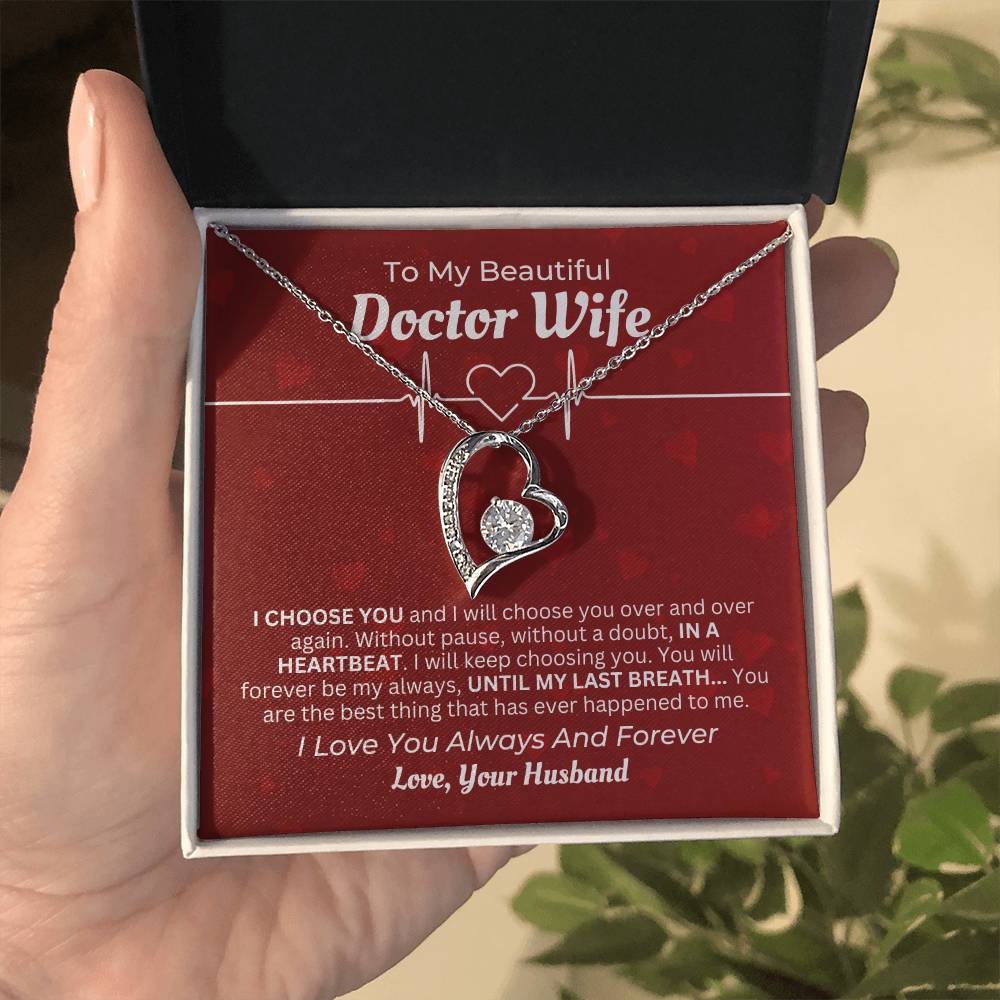 To My Beautiful Doctor Wife | Heart Necklace Gift For Mothers Day, Christmas, Birthday, Anniversary