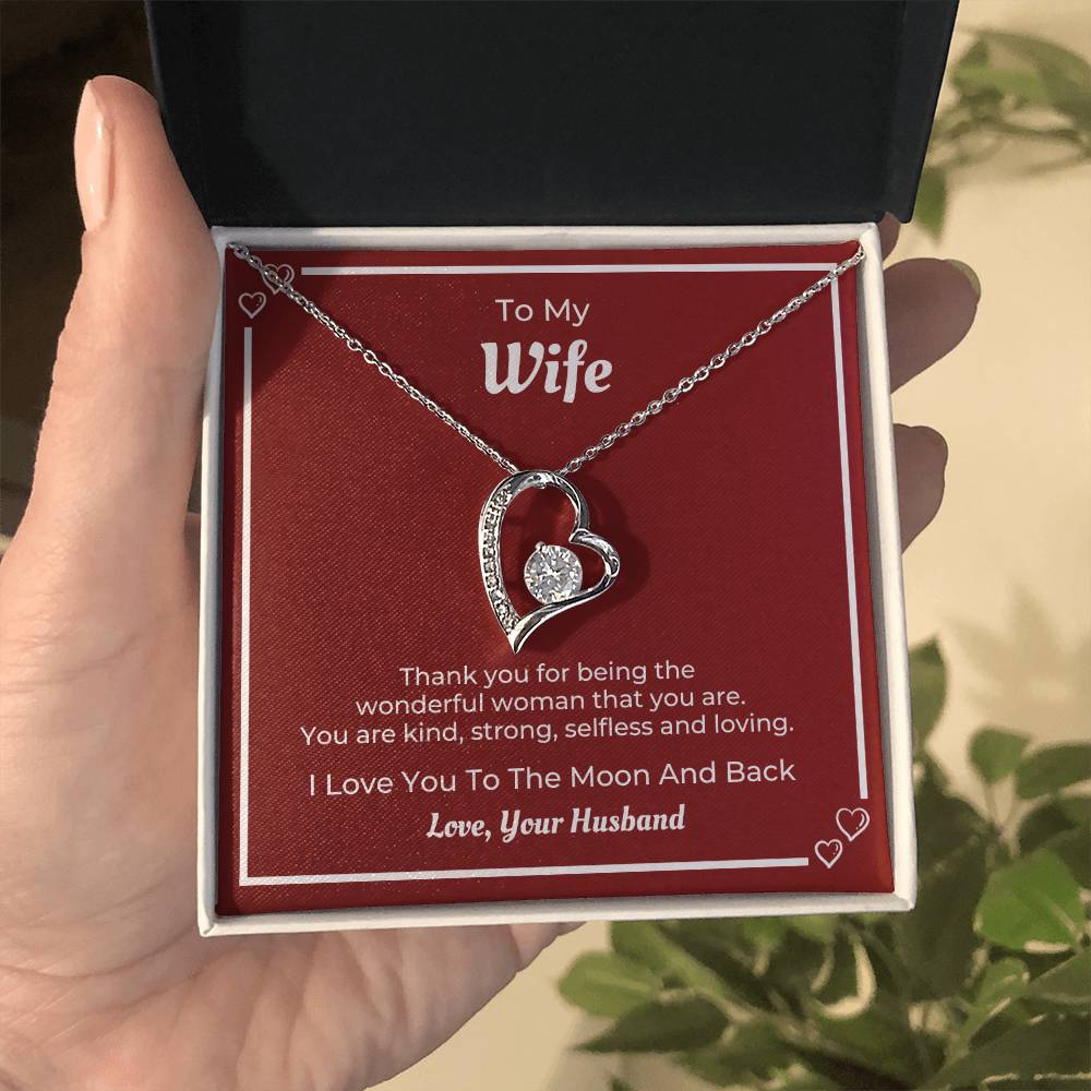 To My Wife, I Love You To The Moon And Back, Forever Love Necklace Gift For Mother's Day, Christmas, Birthday, Anniversary