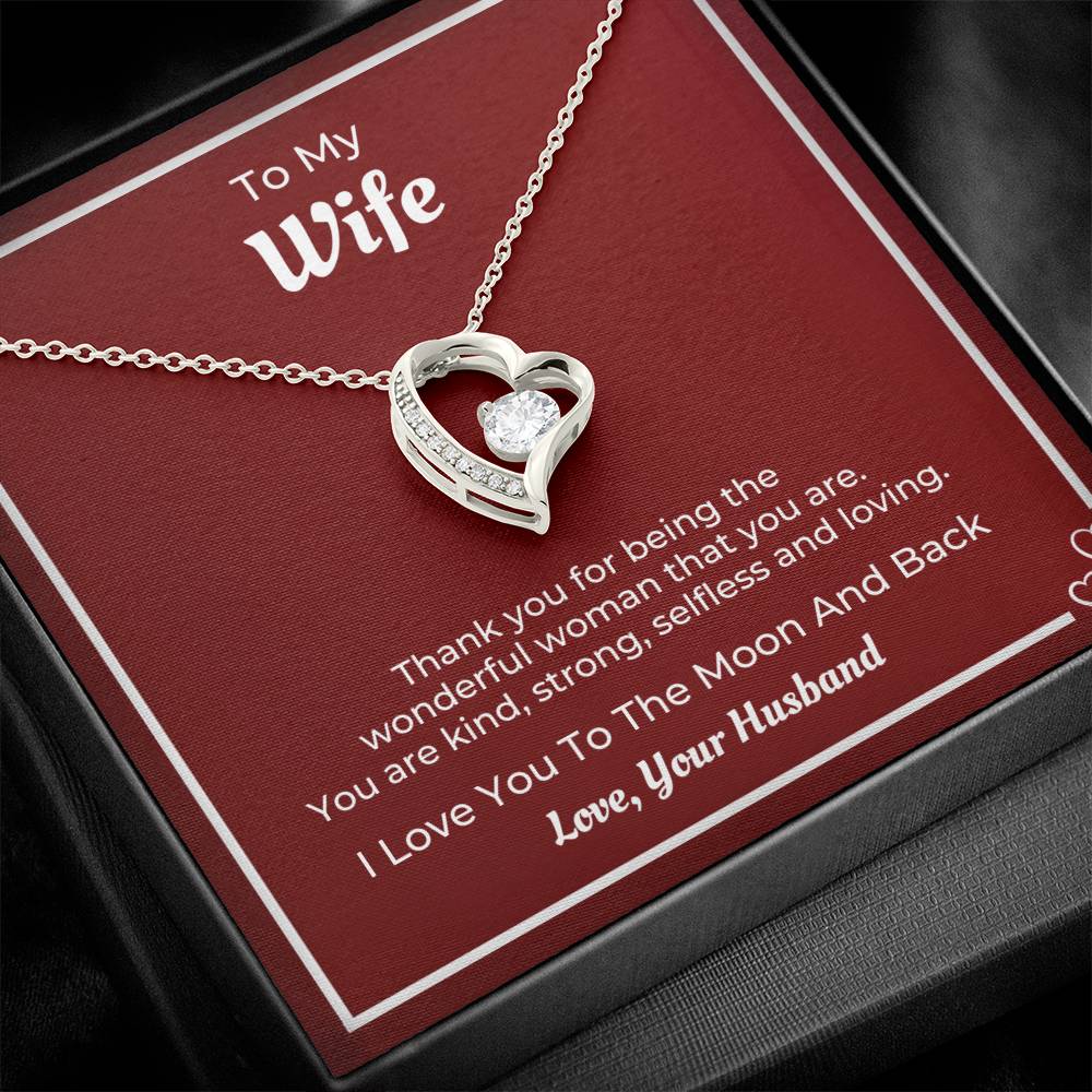 To My Wife, I Love You To The Moon And Back, Forever Love Necklace Gift For Mother's Day, Christmas, Birthday, Anniversary