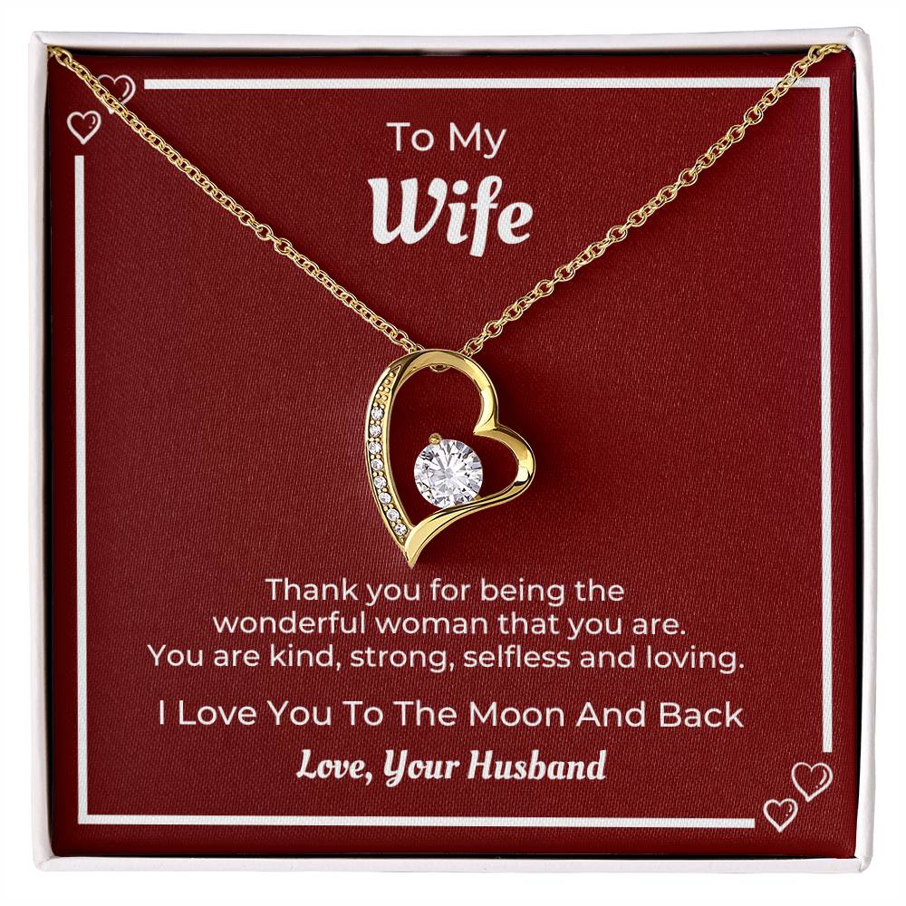 To My Wife, I Love You To The Moon And Back, Forever Love Necklace Gift For Mother's Day, Christmas, Birthday, Anniversary