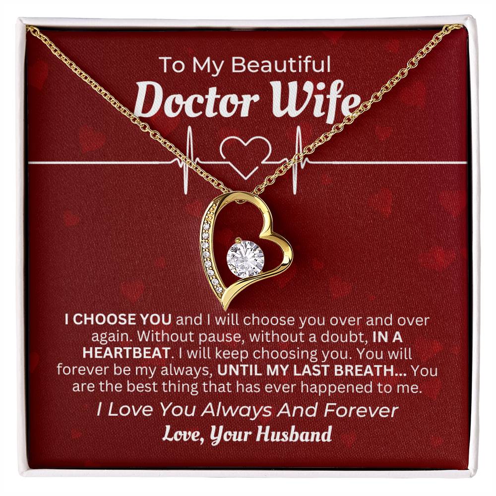 To My Beautiful Doctor Wife | Heart Necklace Gift For Mothers Day, Christmas, Birthday, Anniversary