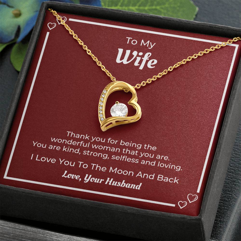 To My Wife, I Love You To The Moon And Back, Forever Love Necklace Gift For Mother's Day, Christmas, Birthday, Anniversary