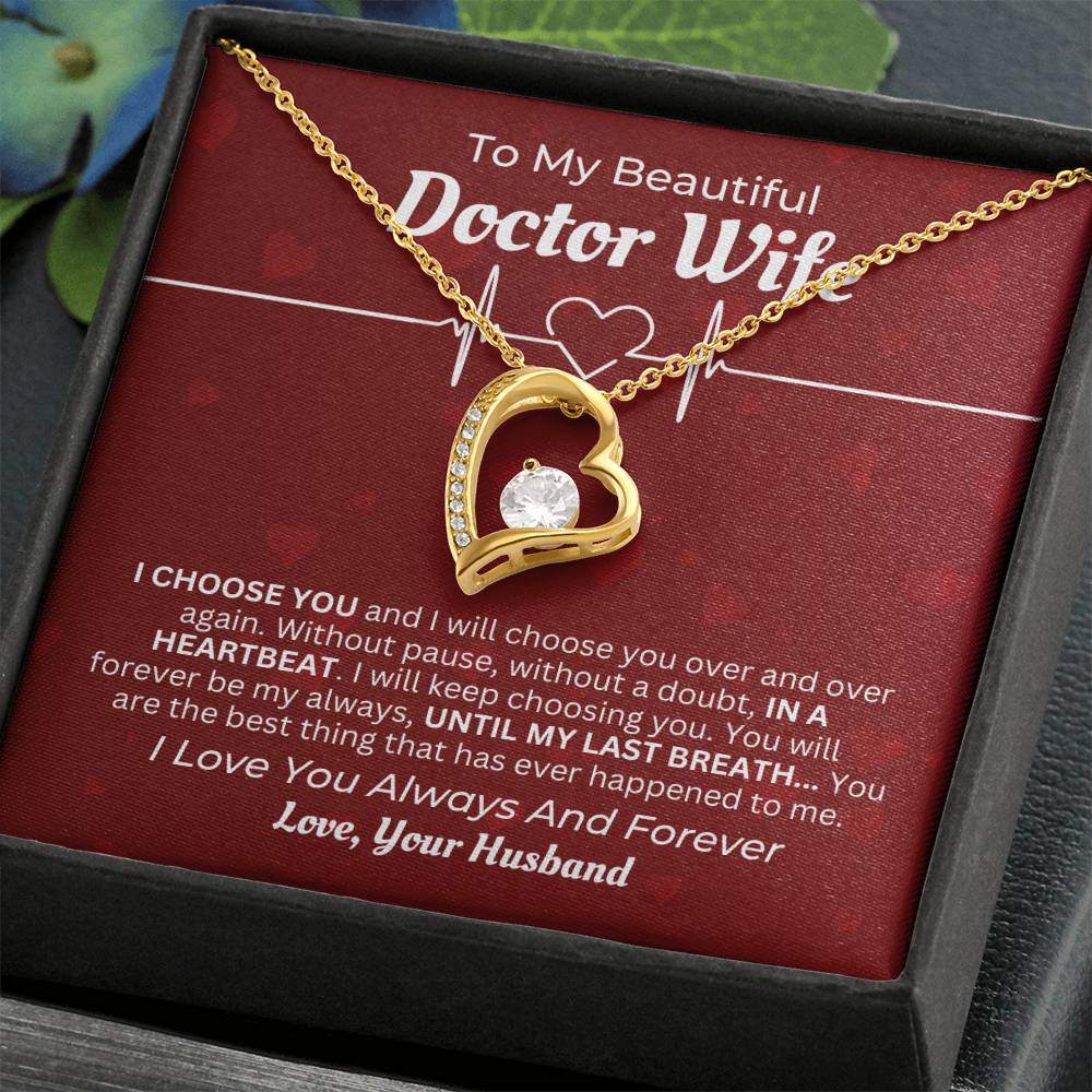 To My Beautiful Doctor Wife | Heart Necklace Gift For Mothers Day, Christmas, Birthday, Anniversary