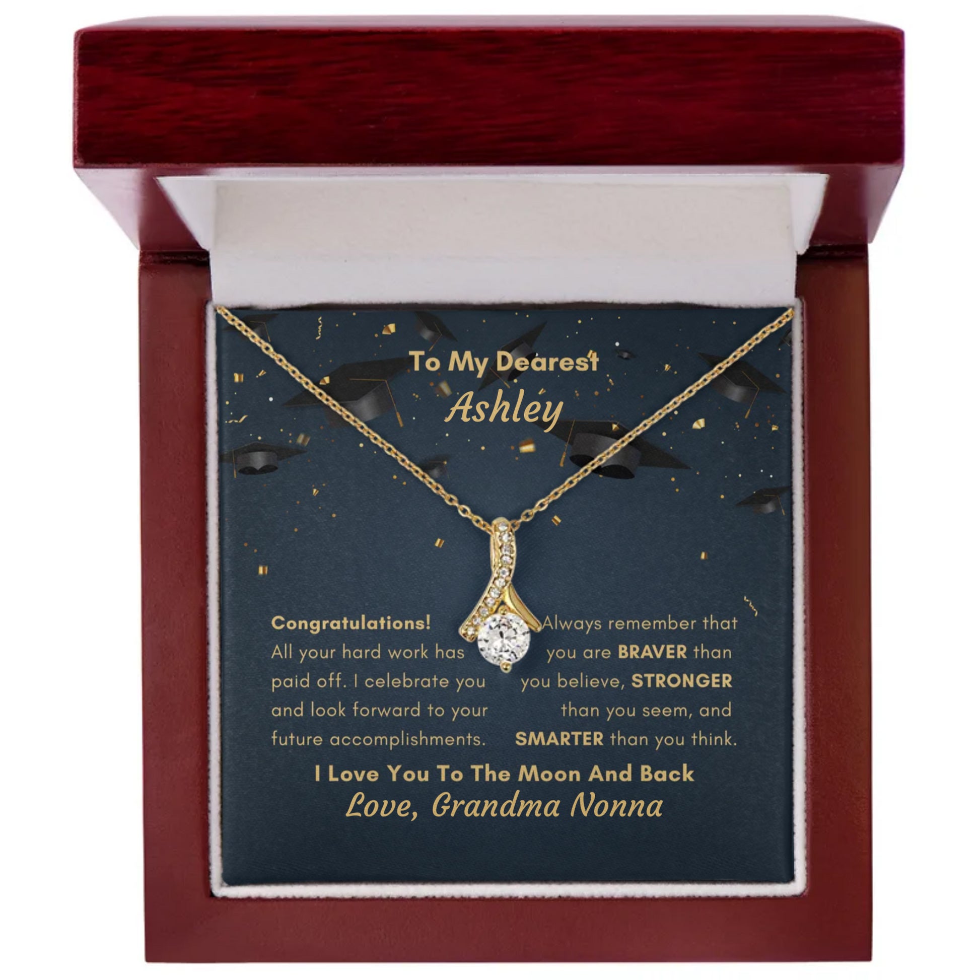 Personalized Daughter or Granddaughter, To Our Dearest, Graduation Gift From A Parent or Grandparent, Pendant Necklace Keepsake Gift