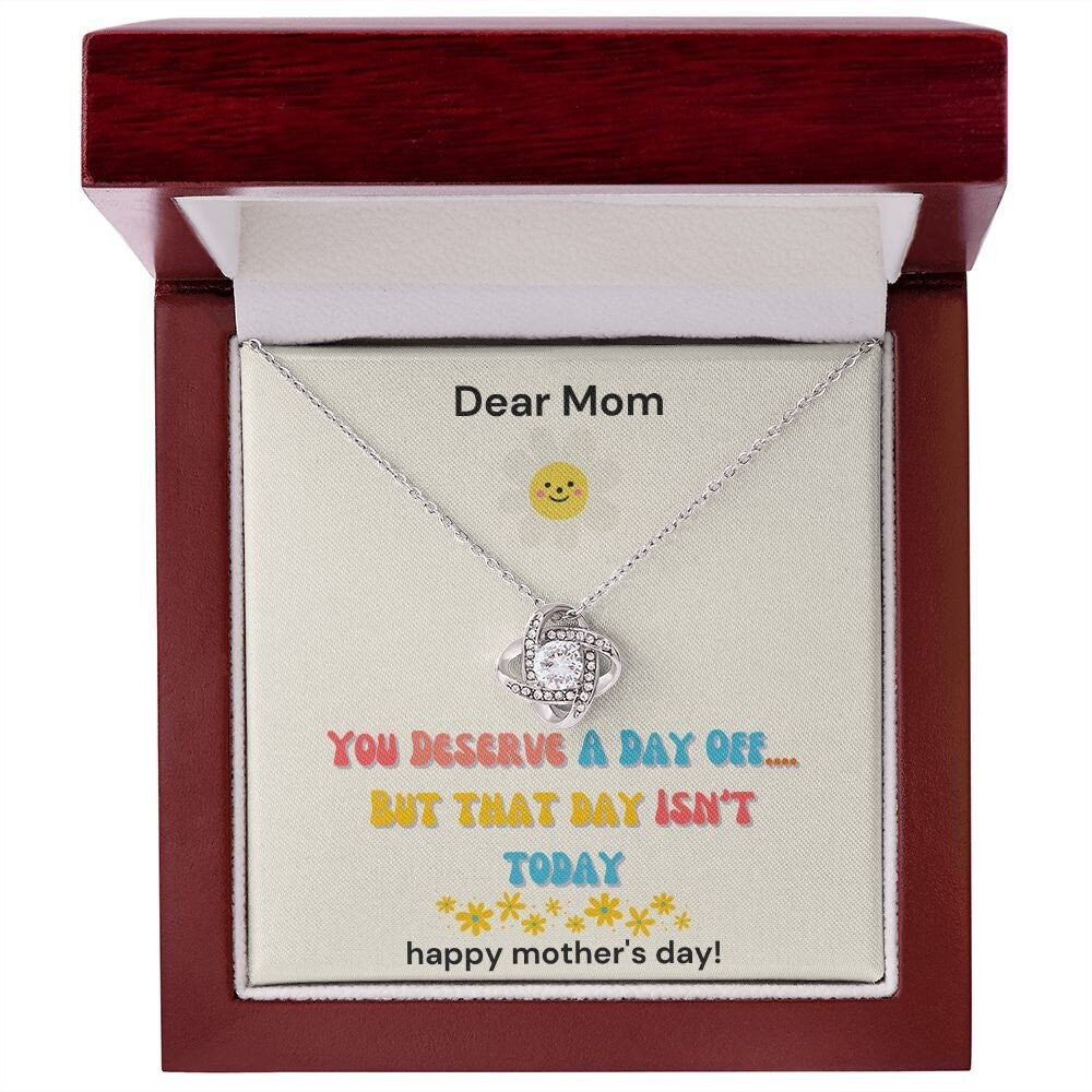 Funny Mothers Day Jewelry Gift - Love Knot Necklace - Humor Gift From Son or Daughter