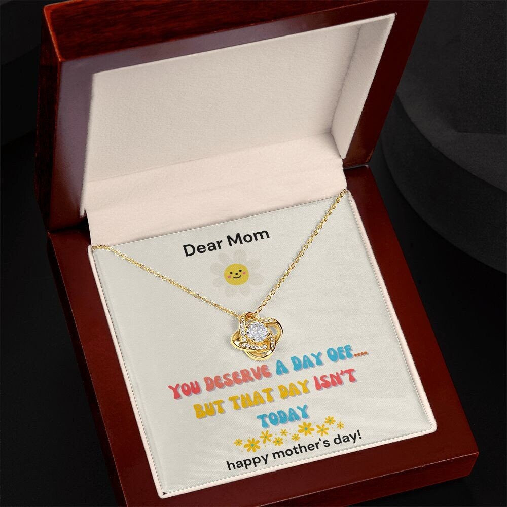 Funny Mothers Day Jewelry Gift - Love Knot Necklace - Humor Gift From Son or Daughter